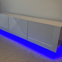 ALL WHITE tv stand W/ LED lights 💡 