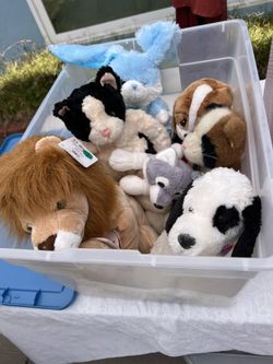 TOTE FULL OF STUFFED ANIMALS- some vintage some new