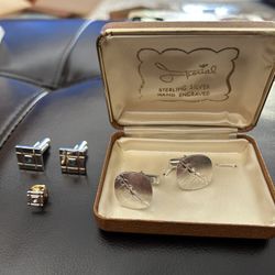 Two Sets Of Sterling Silver Cuff Links
