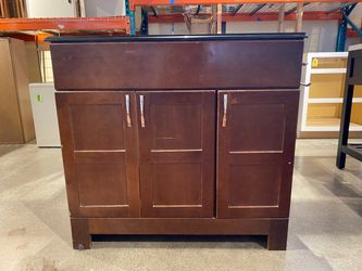Black Top Bathroom Vanity with 3 Doors