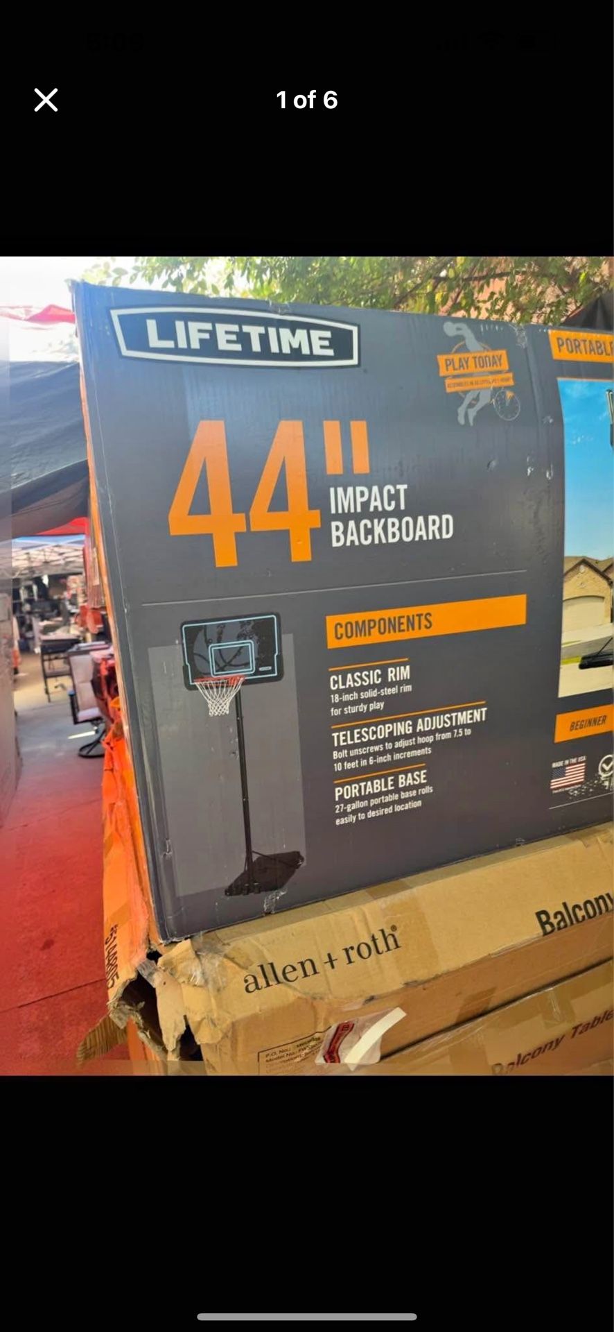 Lifetime 44-Inch Impact Portable Basketball Hoop with Telescoping Adjustment & Classic Rim - Model 90759-Outdoor Play 