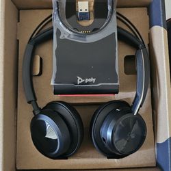 Poly Voyager Focus 2 UC Wireless Headset w/Microphone & Charge Stand, Active Noise Canceling
