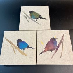 3 Pc 2016 Set Madison Park Linen Water Bird Art Farmhouse Cottage Staging Decor