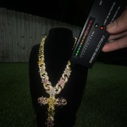 18k Flower Cross Chain 