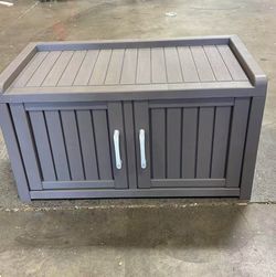 Assembled New Shoe Cabinet Waterproof UV-Resistant Storage Bench Indoor Outdoor w/ Adjustable Shelf
