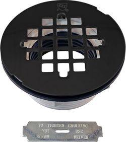 Westbrass D206P-62 2" No-Caulk PVC Compression Shower Drain with 4-1/4" Round Grid Cover