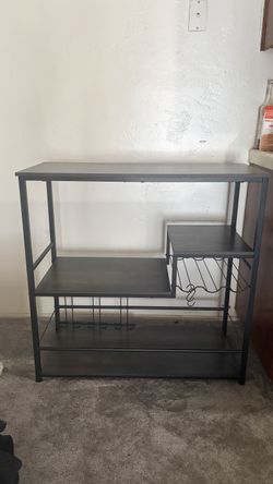 Coffee Stand Table Kitchen Island with Wine Rack