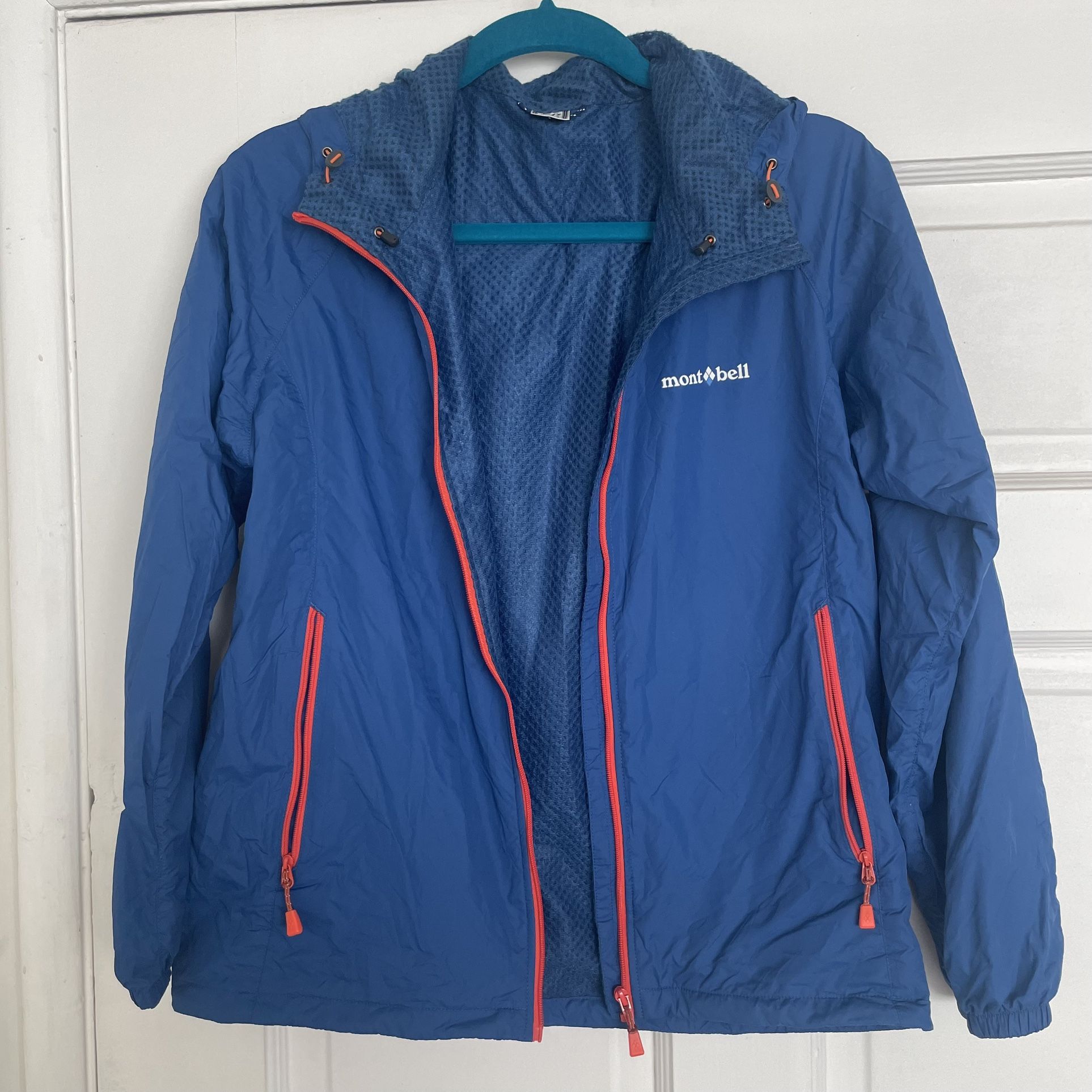 Montbell Kids Windbreaker Jacket Blue 160cm Lightweight Shell Outdoor Hiking