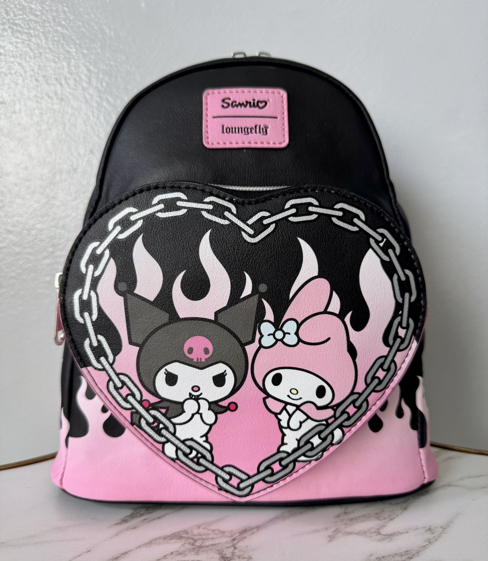 Loungefly Sanrio My Melody & Kuromi Flame Heart Mini Backpack