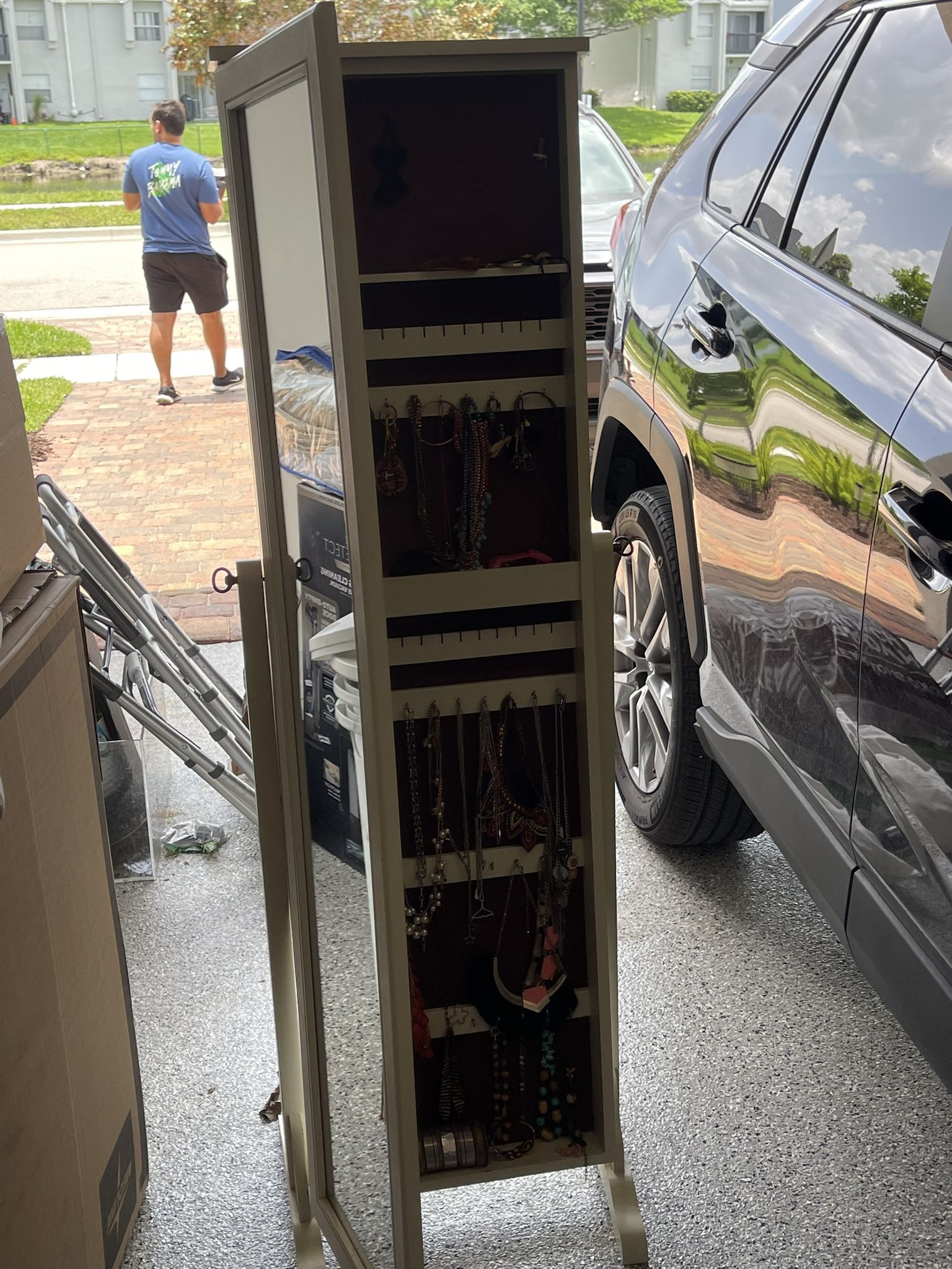 Mirror Jewelry Cabinet Standing