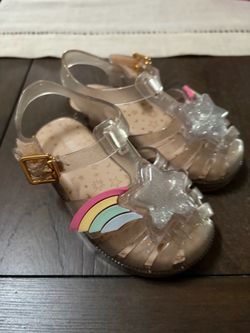 Mini Melissa Toddler Girl Clear Jelly Sandals with Rainbow