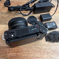 Sony Alpha ZV-E10 24.2MP 4K Mirrorless Camera w/ 16-50mm OSS Gen II lens and power supply