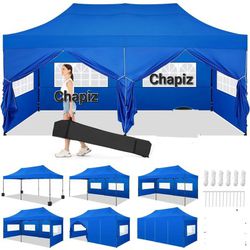 10x20ft Easy Up Canopy Tent Pop Up Instant Gazebo with 6 Sidewalls Probable Tent for Parties Beach Camping Party (10x20)