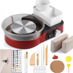 Pottery Wheel for Kids and Beginners - Complete Pottery Set with 6" Turntable with Two-Way Rotation, 2.2lb Clay, Art Supplies Sculpting Tools, Craft 