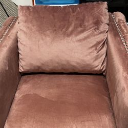 Pink Suede Arm Chair