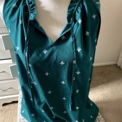Women’s Green Blouse Top size m medium shirt 