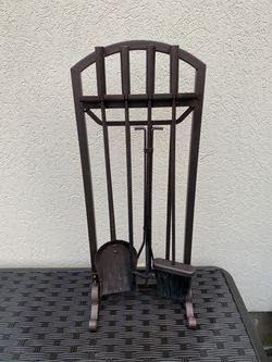 5pc Dark Brown Finish Fireplace Tool Set
