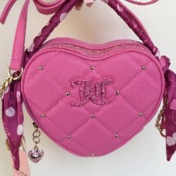 Juicy Couture New Holding the Line Heart Cherry Scarf Bag