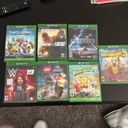 Lot of 7 Xbox One Games Rainbow six Siege Borderlands Star Wars Battlefront Wwe Lego Jurassic World