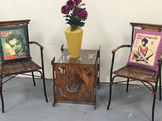 Cute chairs and table set pillows and decor not included
