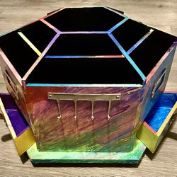 Multicolored Hexagonal Rotating Desk Organizer