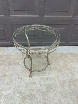 Glass and metal end table