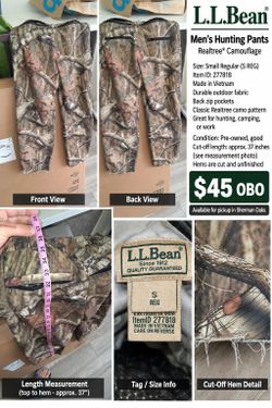 L.L.Bean Realtree Camo Hunting Pants – Men’s Small Regular – $45 OBO