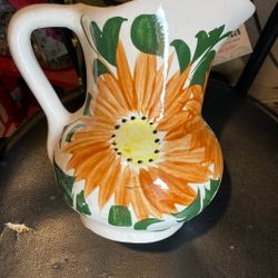 Hand Painted Sunflower Pitcher