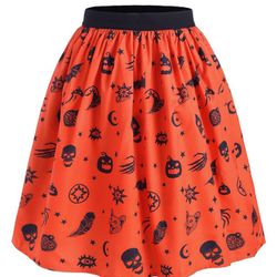 Skulls, bats, spiders, Halloween skirt