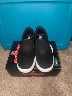 Brahma Black Slip-On Canvas Shoes with White Soles