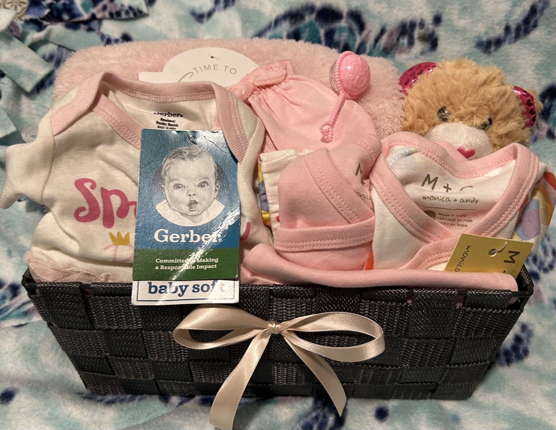Baby Girl Newborn Gift Basket $25
