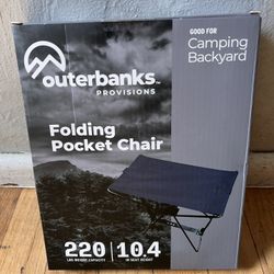 Brand New Folding Pocket Chair 🪑 220 Lbs Weight Capacity 