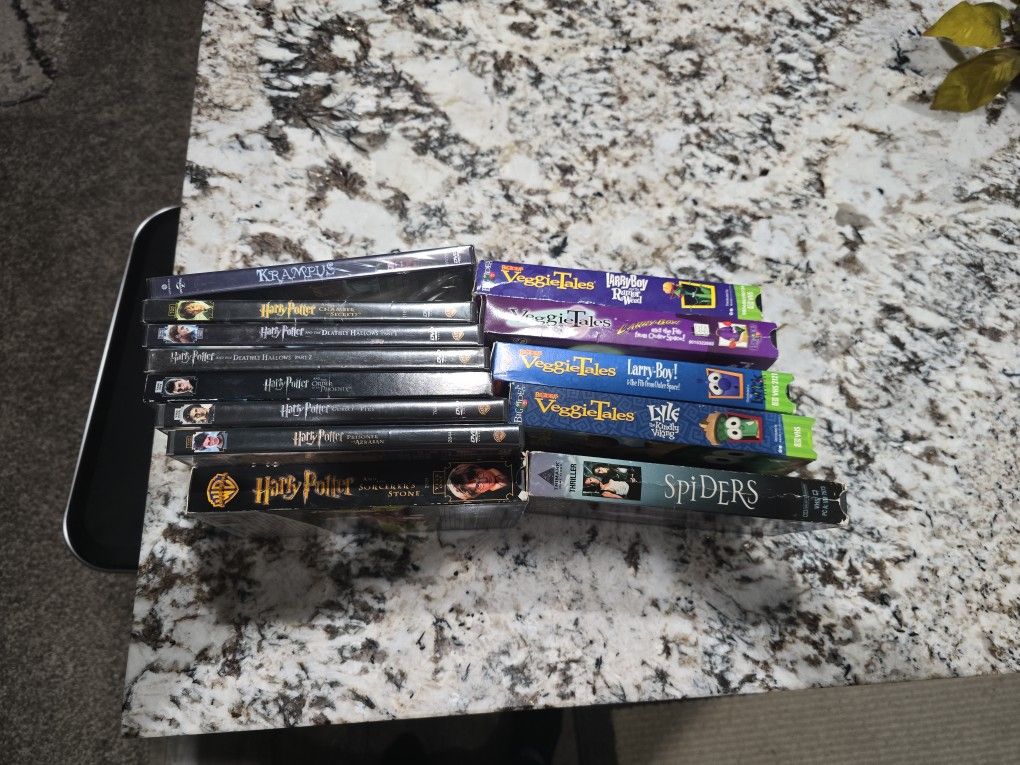 Harry Potter Dvds And Veggie Tales Vhs Lot
