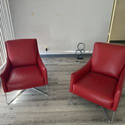 Two Red Accent Chairs