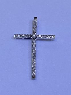 14 k White Gold Diamond Cross 
