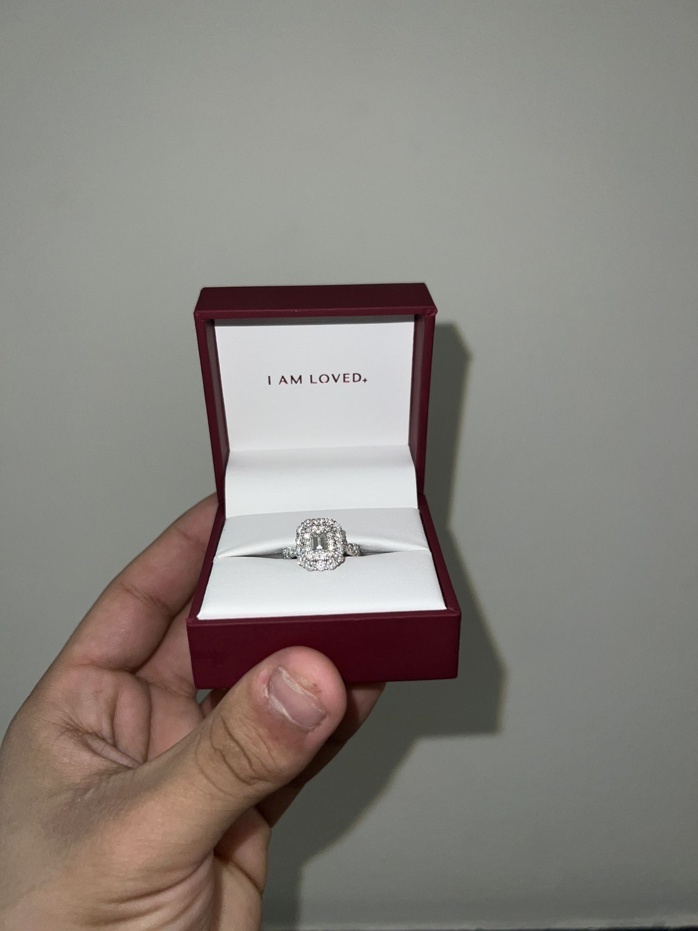 Emerald-cut Diamond Halo Engagement Ring in 14K White Gold (1 1/2 ct. tw.)