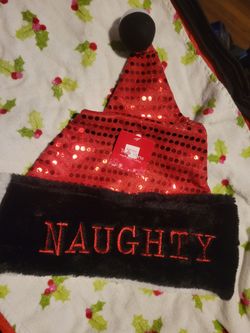 Christmas Naughty and Nice Sequin Santa Hat