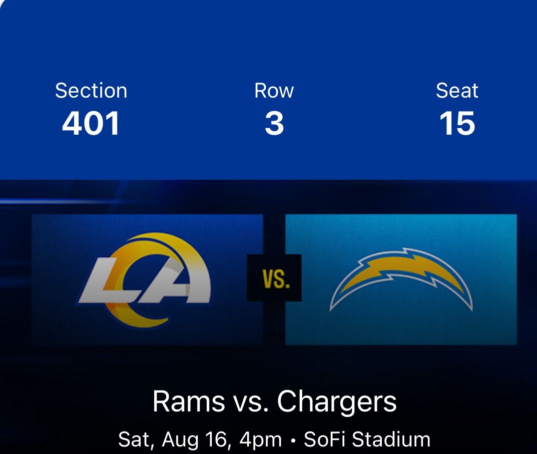 rams vs chargers $130(2 tickets)