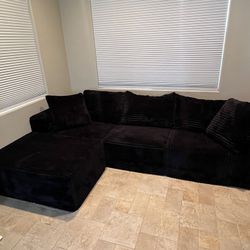 Black Sectional Couch & Ottoman 