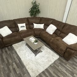 Large Brown Reclining Sectional Couch - Delivery Available 