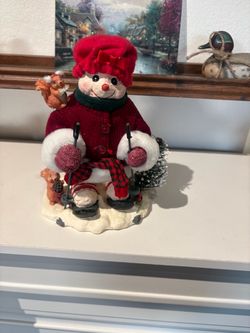 Snowman Skier Christmas Figurine
