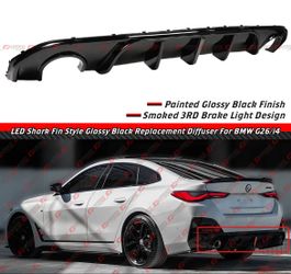 21-25 BMW M440i Gloss Black Rear Diffuser w/ LED Brake Light 