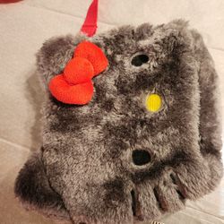 Sanrio Hello Kitty Grey Plush Face purse