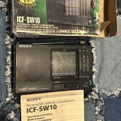 Sony ICF-SW10 Portable 12 Band FM/SW/MW/LW/ Stereo Receiver Shortwave Radio