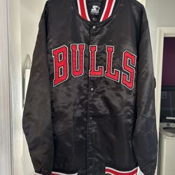 Starter NBA Chicago Bulls Jordan Satin Bomber Jacket Black Label XXL