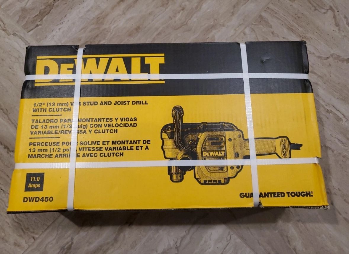 DEWALT DWD450 1/2 inch VSR Stud & Joist Drill with Clutch - NEW