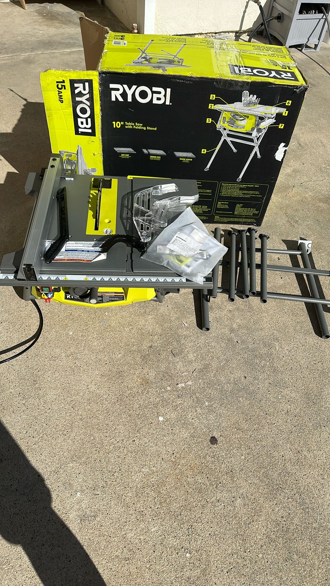 RYOBI 15 Amp 10 in. Compact Portable Corded Jobsite Table Saw with Folding Stand