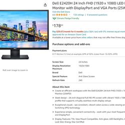 New In Box DellE2420H 24" DisplayPort 