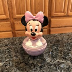 Vintage Disney Minnie Mouse Weeble Wobble  Toy.  Preowned good condition.  Minor paint wear due to age.  Size 4 inches Tall .  