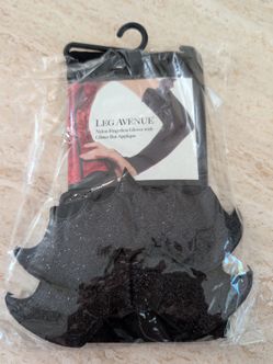 Black Nylon Fingerless Bat Gloves, #2073, Women's, One Size